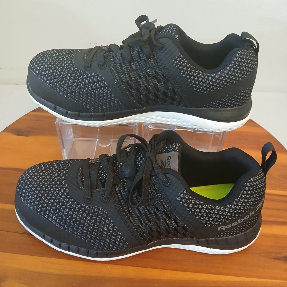 Reebok Print Mens 5.5 Womens 7.5 Black Work Shoes Sneakers RB4249